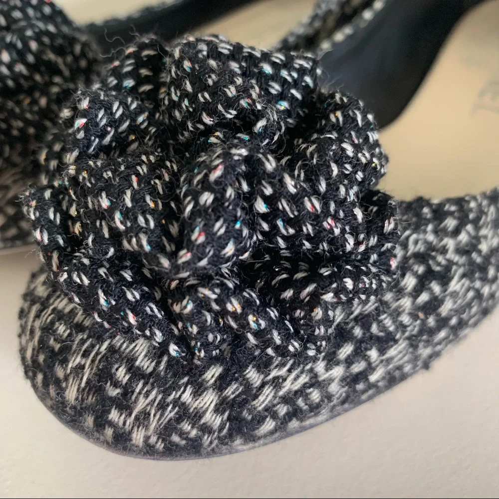Chanel tweed camellia ballerinas